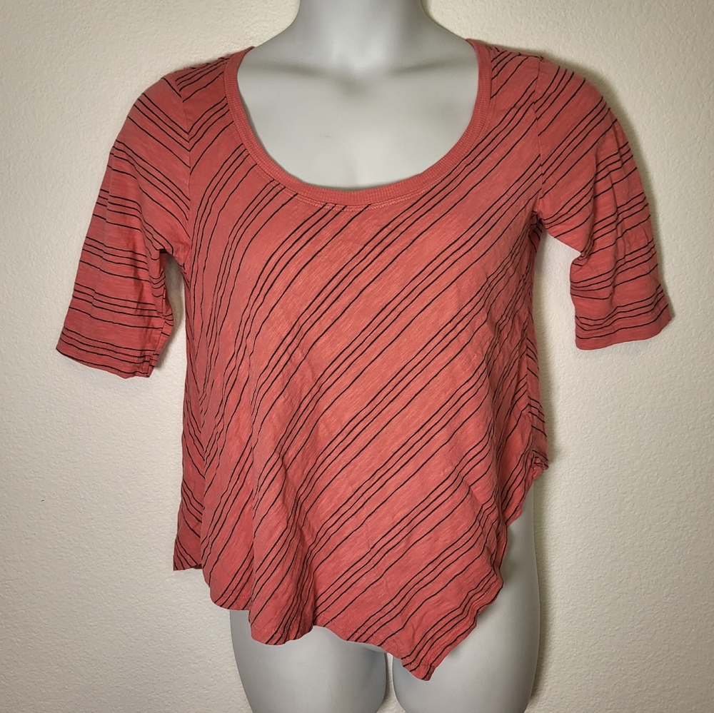 Wilt Cropped Asymetric Striped Shirt size Large